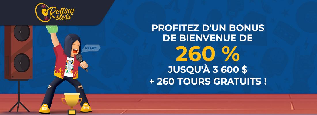 Le bonus bienvenue rolling slots canada
